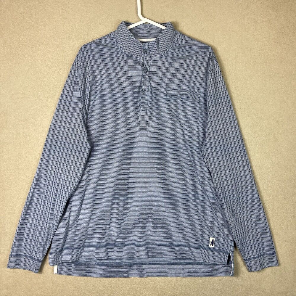 Johnnie O Sweater Mens Extra Large Gray Henley‎ Pullover Golfing Beach Adult